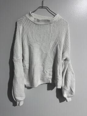 Miracle USA Sweater Womens S/M White Chunky-Knit Pullover Oversized Balloon